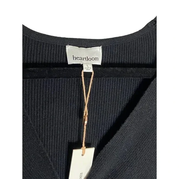 NWT Heartloom Ryder Twist Front V Neck Black Ribbed Sweater-sz Large - Picture 4 of 9